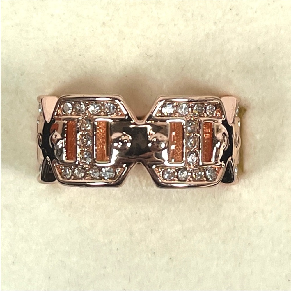 New Sterling silver/rose gold vermeil link CZ eternity band size 6.5